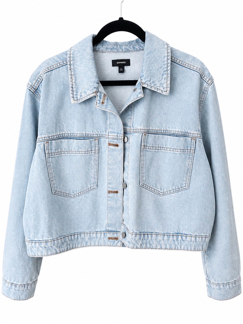 Express Light Blue Boxy Denim Jacket